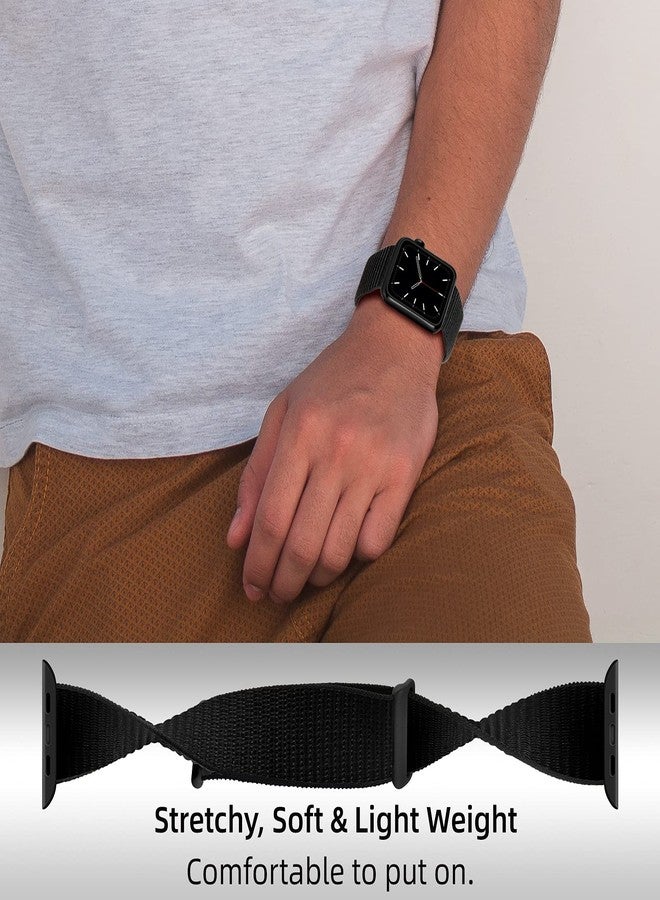 OXWALLEN Sport Loop Nylon Band Compatible with Apple Watch Series 11/10/9/8/7/6/5/4 SE Ultra 3/2/1 49mm 46mm 45mm 44mm, Adjustable Comfortable Braided Rugged Strap for iWatch Women Men, Black - Image 5