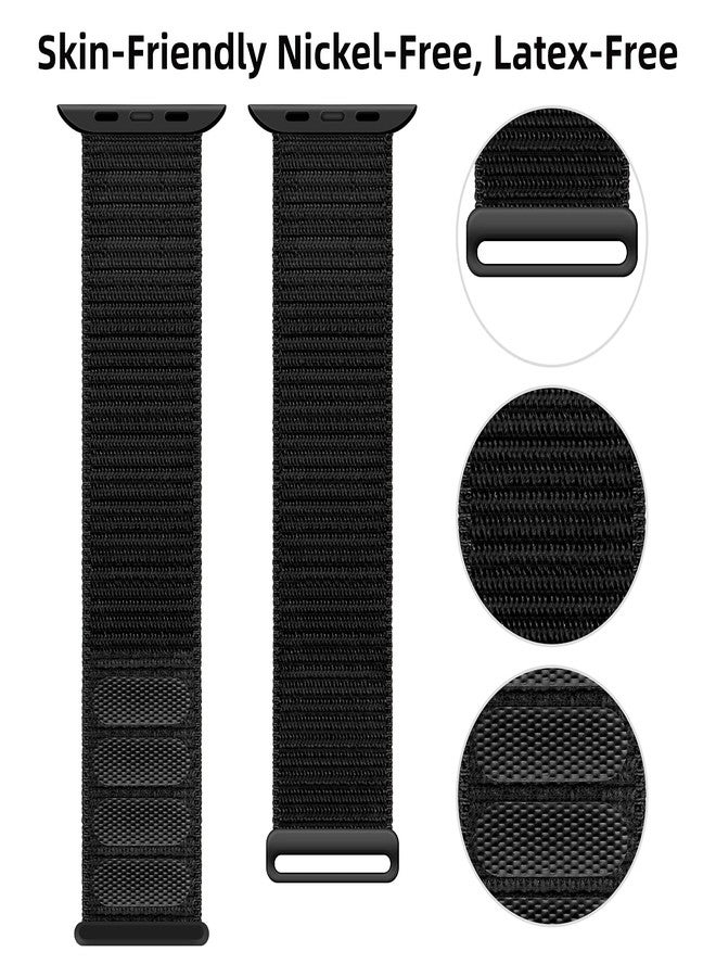 OXWALLEN Sport Loop Nylon Band Compatible with Apple Watch Series 11/10/9/8/7/6/5/4 SE Ultra 3/2/1 49mm 46mm 45mm 44mm, Adjustable Comfortable Braided Rugged Strap for iWatch Women Men, Black - Image 4