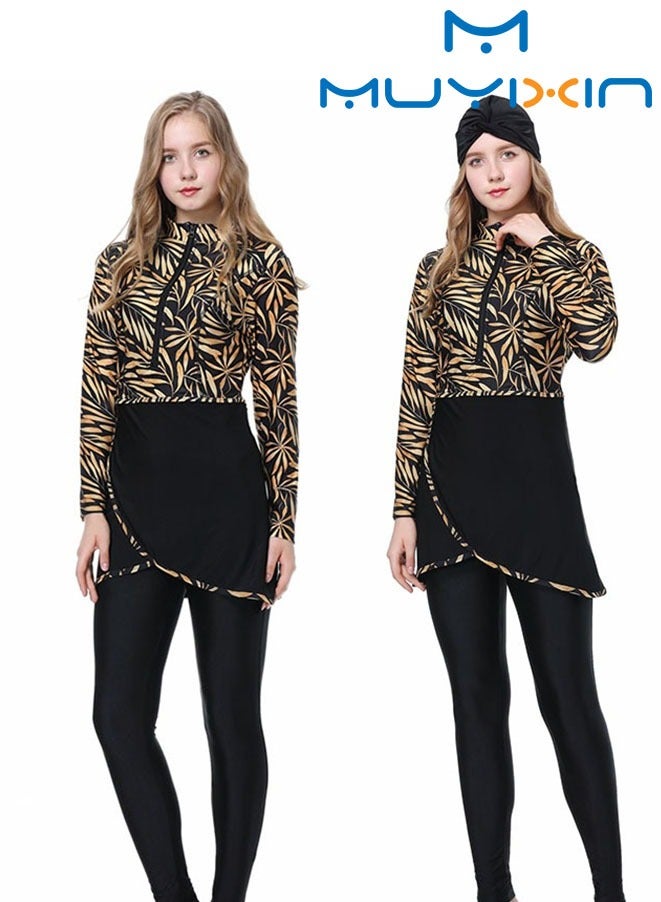 Muyixin بدلة سباحة بتصميم ملتوي وغطاء كامل للجسم مكونة من 3 قطع - Image 1