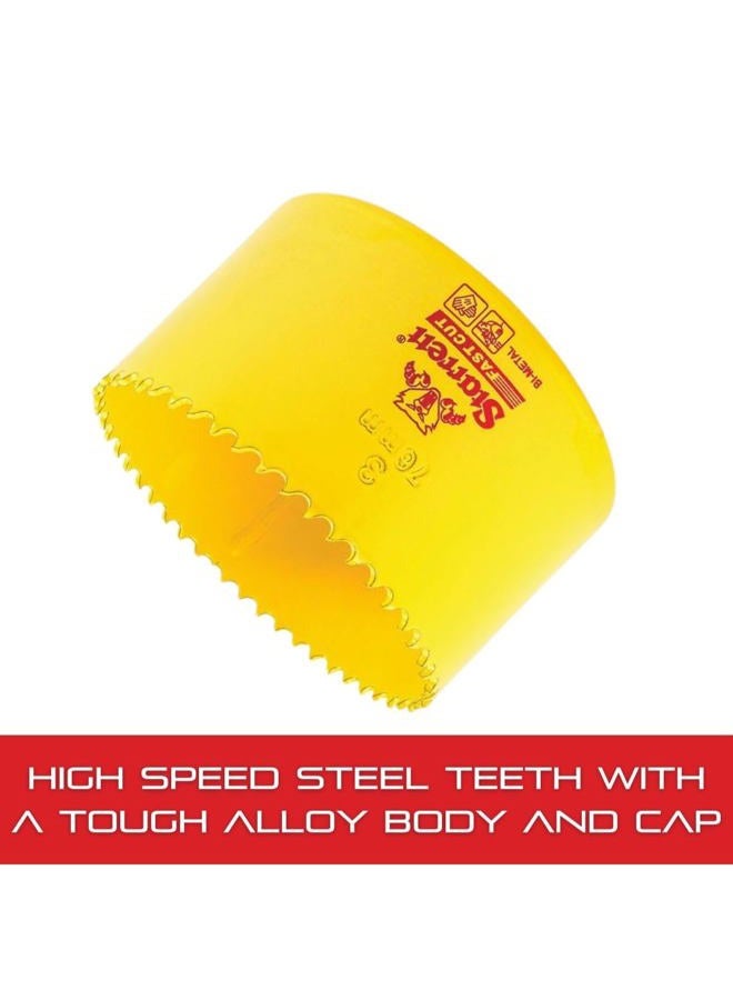 Starrett Bi-Metal Fast Cut Straight Pitch Hole Saw with Abrasion Resistant HSS Teeth - Ideal for Cutting Metal, Steel, and Wood - 3" (76MM) Diameter, 1-5/8" (41mm) Depth - FCH0300-G - Image 5