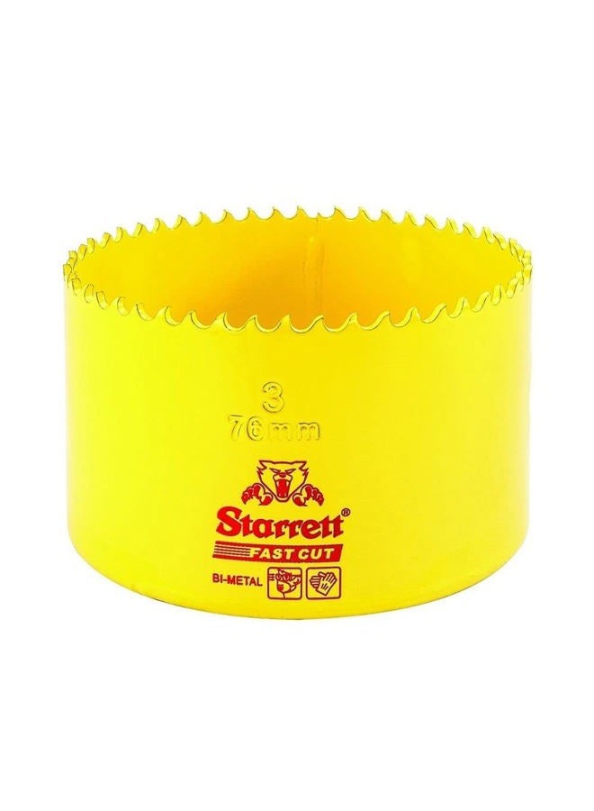 Starrett Bi-Metal Fast Cut Straight Pitch Hole Saw with Abrasion Resistant HSS Teeth - Ideal for Cutting Metal, Steel, and Wood - 3" (76MM) Diameter, 1-5/8" (41mm) Depth - FCH0300-G - Image 1