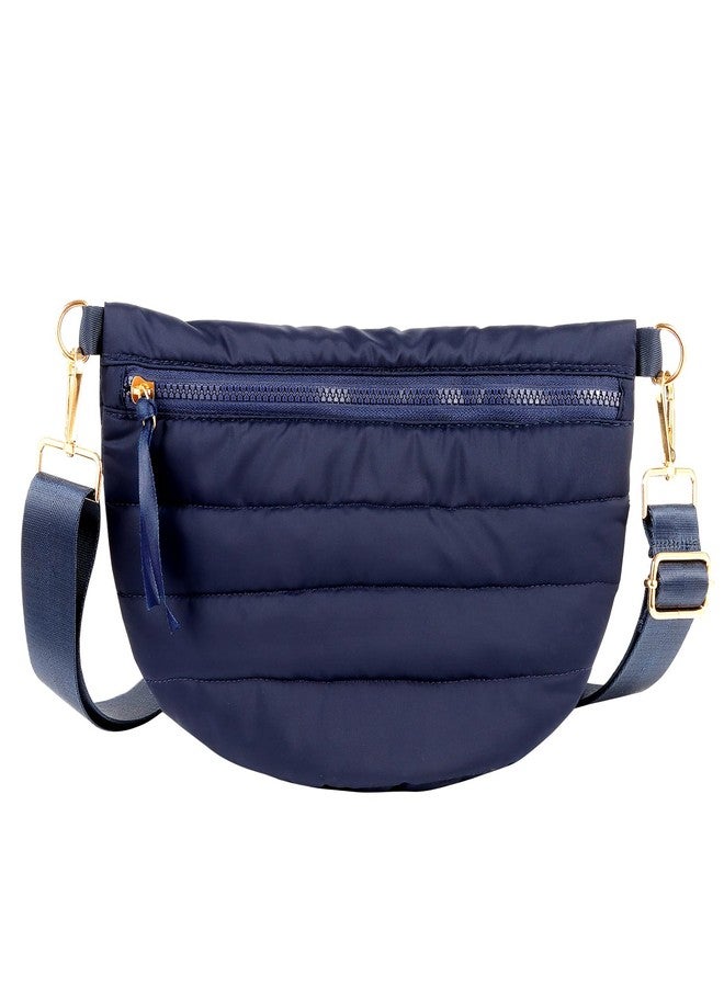 Dealkion Quilted Crossbody Bags for Women Puffer Fanny Pack Sling Bag Puffy Chest Belt Bum Waist Purse shoulder Bag for Women, Navy, 12 inches x 8 inches x 0.6 inches, Modern - Image 1