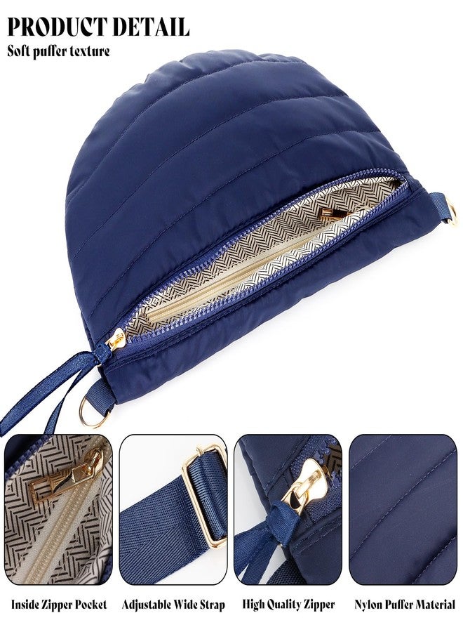 Dealkion Quilted Crossbody Bags for Women Puffer Fanny Pack Sling Bag Puffy Chest Belt Bum Waist Purse shoulder Bag for Women, Navy, 12 inches x 8 inches x 0.6 inches, Modern - Image 3