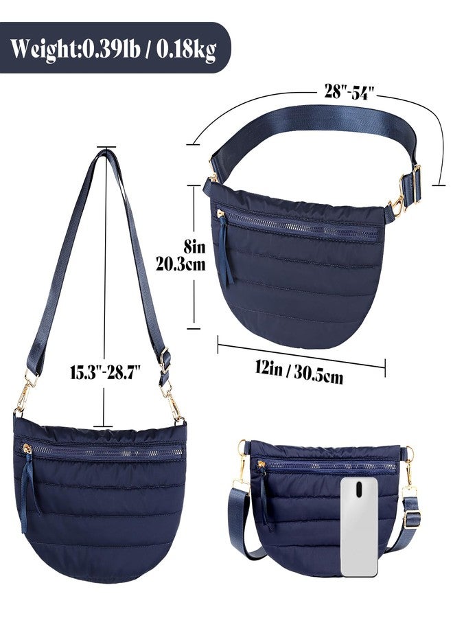 Dealkion Quilted Crossbody Bags for Women Puffer Fanny Pack Sling Bag Puffy Chest Belt Bum Waist Purse shoulder Bag for Women, Navy, 12 inches x 8 inches x 0.6 inches, Modern - Image 4