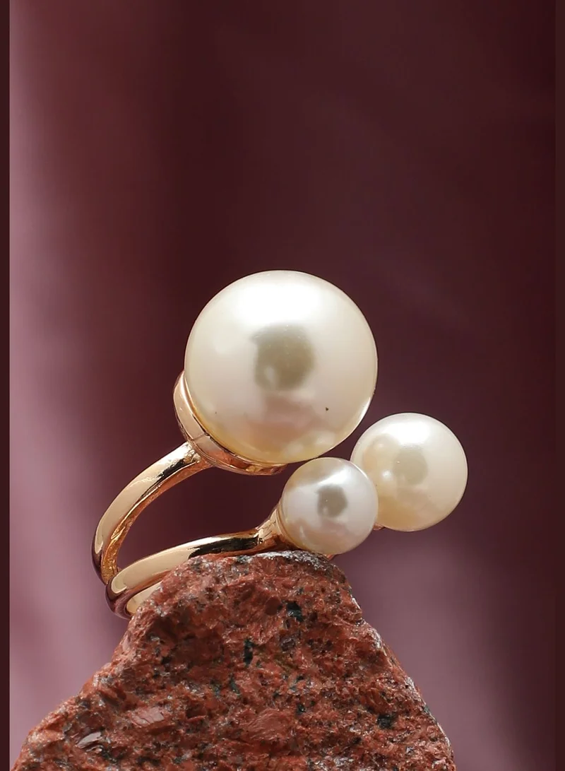 SOHI Gold Plated Pearls Ring