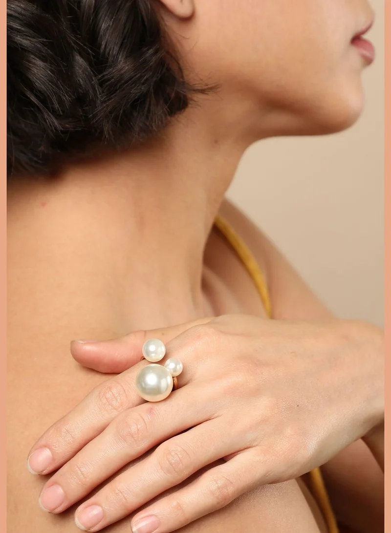 SOHI Gold Plated Pearls Ring