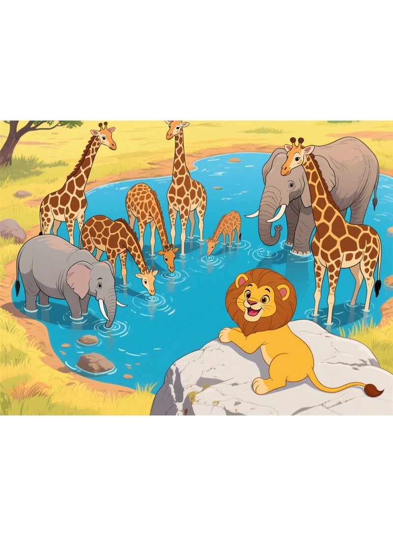 1000 Anime African Animal Puzzles, Rich Colorful Puzzle Blocks, Puzzle Exercise Challenge Puzzles, Children's Leisure Time Playful Puzzles  - Image 1