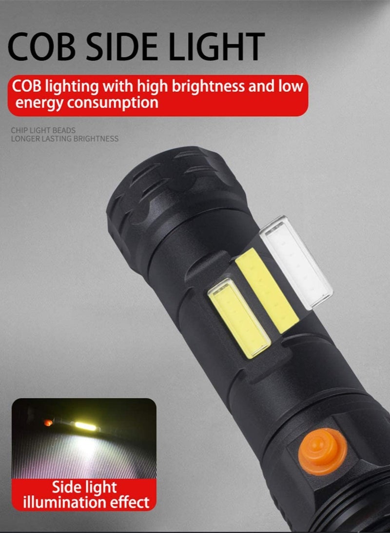 Super Bright LED Rechargeable Torch 50000 Lumens LED Tactical Torches COB Work Light Waterproof 2 Modes Best Handheld Flashlight for Cycling Hiking Camping Outdoor Emergency - Image 3