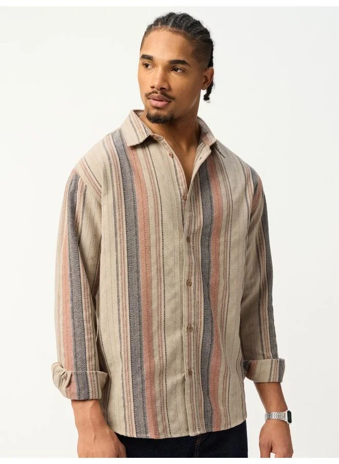 The Souled Store The Souled Store Men Textured Canyon Multicolour Relaxed Fit Shirts