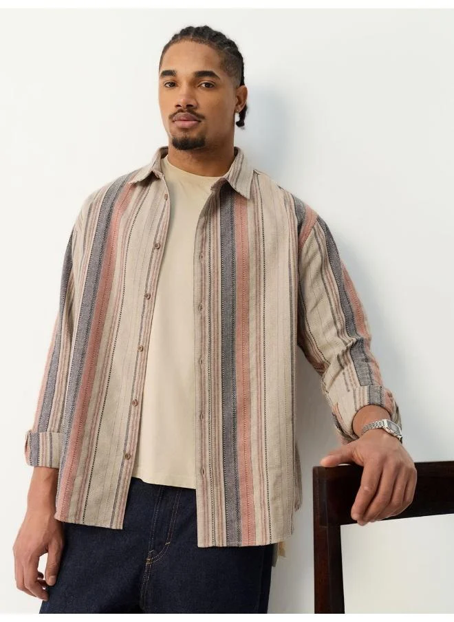 The Souled Store The Souled Store Men Textured Canyon Multicolour Relaxed Fit Shirts