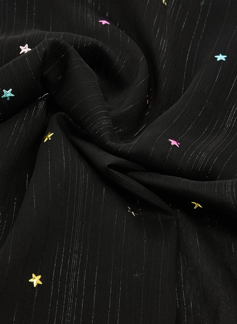Khizana Black Embellished Rhinestone Silver Detail Modest Hijab Headscarf for Women | Best Price UAE