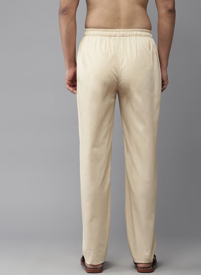 see designs Beige Solid Cotton Pyjamas for Men - Image 3