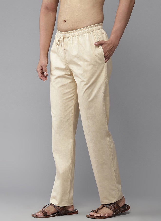 see designs Beige Solid Cotton Pyjamas for Men - Image 2