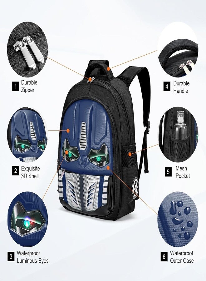 Blink Basket Kids 3D School Backpack with Luminous Eyes- Schoolbag Waterproof Lightweight Backpack for Kids (Blue) - Image 5