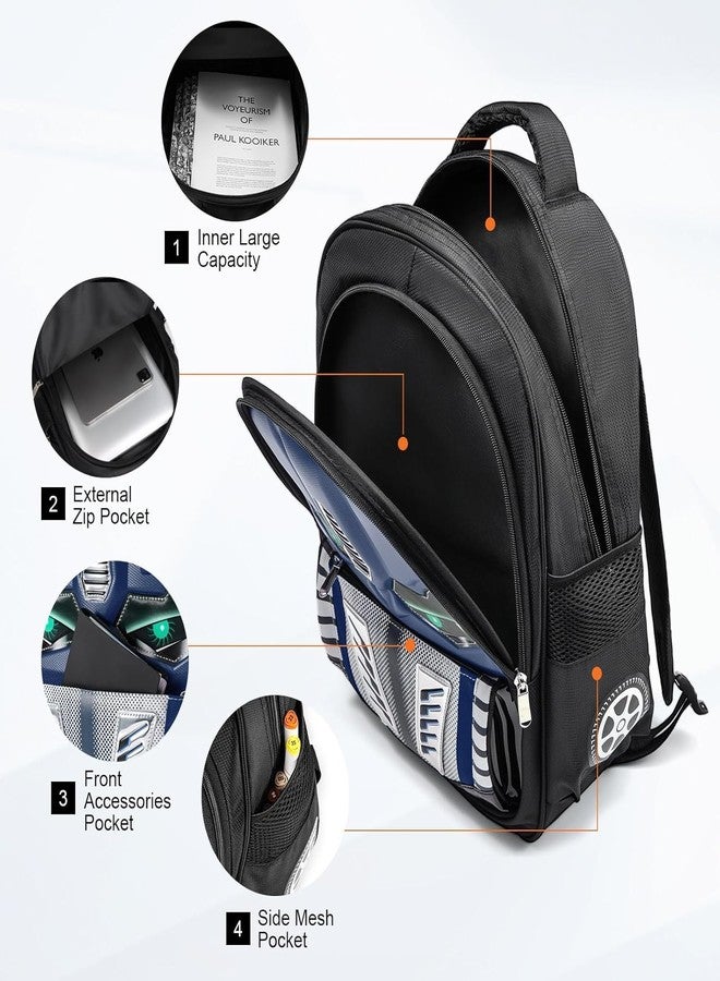 Blink Basket Kids 3D School Backpack with Luminous Eyes- Schoolbag Waterproof Lightweight Backpack for Kids (Blue) - Image 3