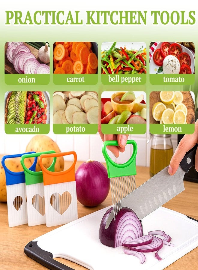 FANTEXY 3Pieces Onion Holder for Slicing, Stainless Steel Onion Cutter for Slicing, Potato Lemon Slicer Tomato Slicers Kitchen Comb for Vegetables, Fruit and Meat - Image 3