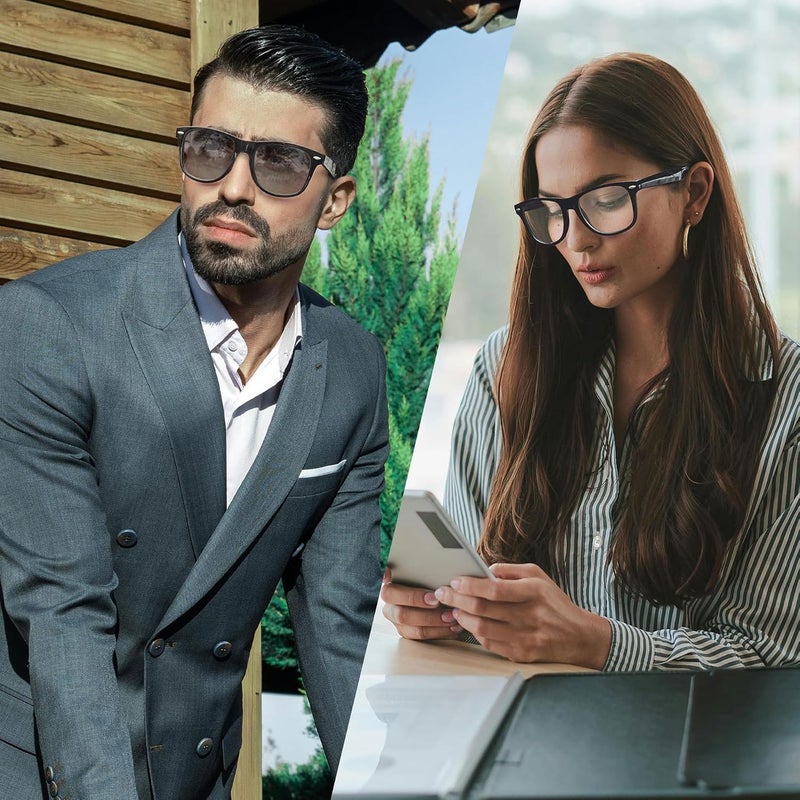 Joopin Precision polished solid material Blue Light Glasses for Women Men Eyeglasses Square Frame Computer Gaming UV Blocking Filter Anti Blue Ray Screen Photochromic Sunglasses Varied size selections - Image 2