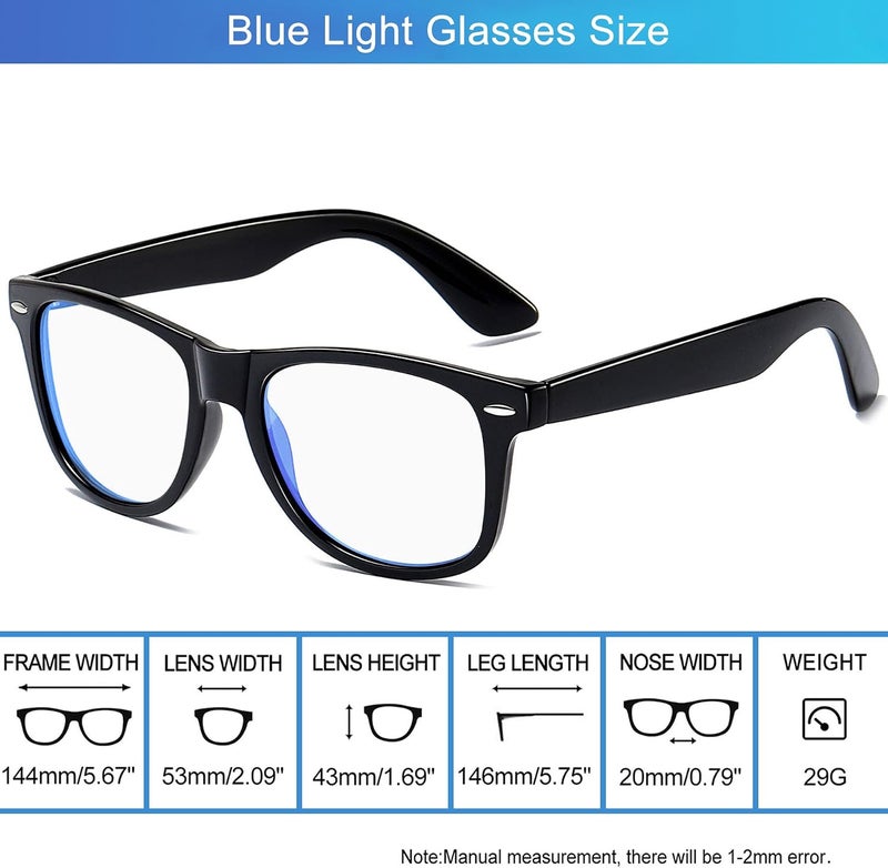 Joopin Precision polished solid material Blue Light Glasses for Women Men Eyeglasses Square Frame Computer Gaming UV Blocking Filter Anti Blue Ray Screen Photochromic Sunglasses Varied size selections - Image 4
