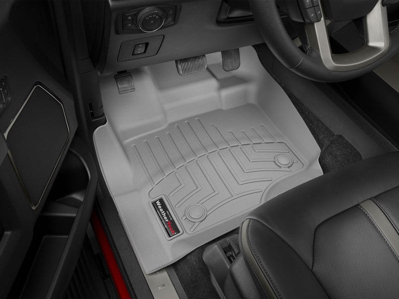 WeatherTech سجاد أرضي مخصص WeatherTech لسيارة فورد F-150 رابتور، F-150 (كرو، مقاعد دلو)، F-150 لايتنينغ - الصف الأول والثاني (46697-1-6) مع تخزين مسطح قابل للطي، رمادي - Image 2