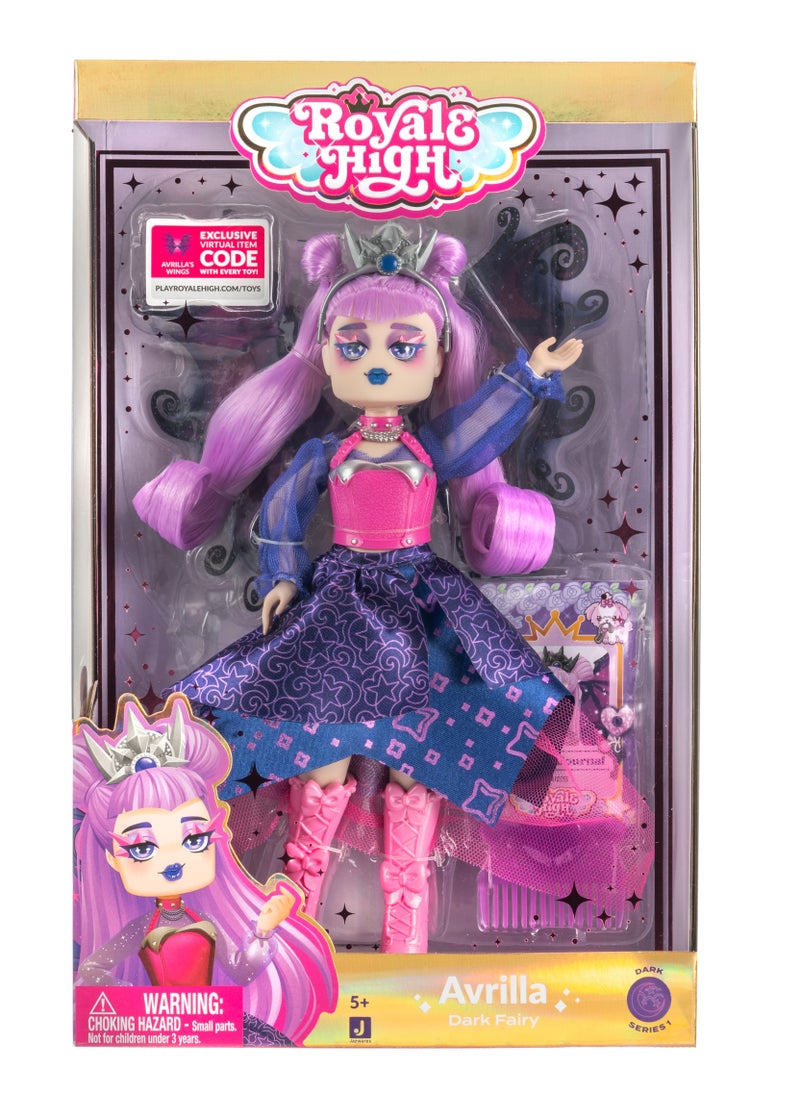 Jazwares - Royale High Fashion Doll + Accessories 9-Inches, Assorted 1 Piece (Style & Color May Vary) | Exclusive Virtual Item Code Included | Collectable Figure | Fashion Doll | For Fans, Gamers & Collectors! | Official Licensed Product - Image 1
