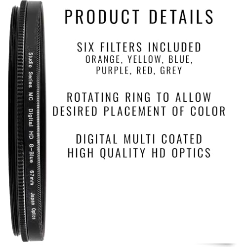 Acuvar 49mm Graduated Color Lens Filter Kit – 6 Piece Gradient Filter Set for DSLR Camera Lens – Compatible with Canon, Nikon, Sony, Pentax, Olympus, Fuji – Photography Accessories + Travel Pouch - Image 2