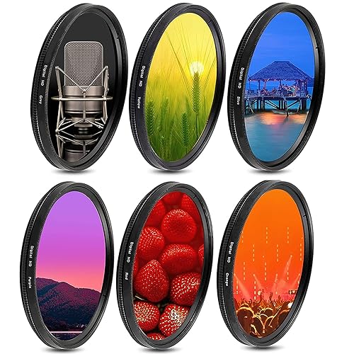 Acuvar 49mm Graduated Color Lens Filter Kit – 6 Piece Gradient Filter Set for DSLR Camera Lens – Compatible with Canon, Nikon, Sony, Pentax, Olympus, Fuji – Photography Accessories + Travel Pouch - Image 1