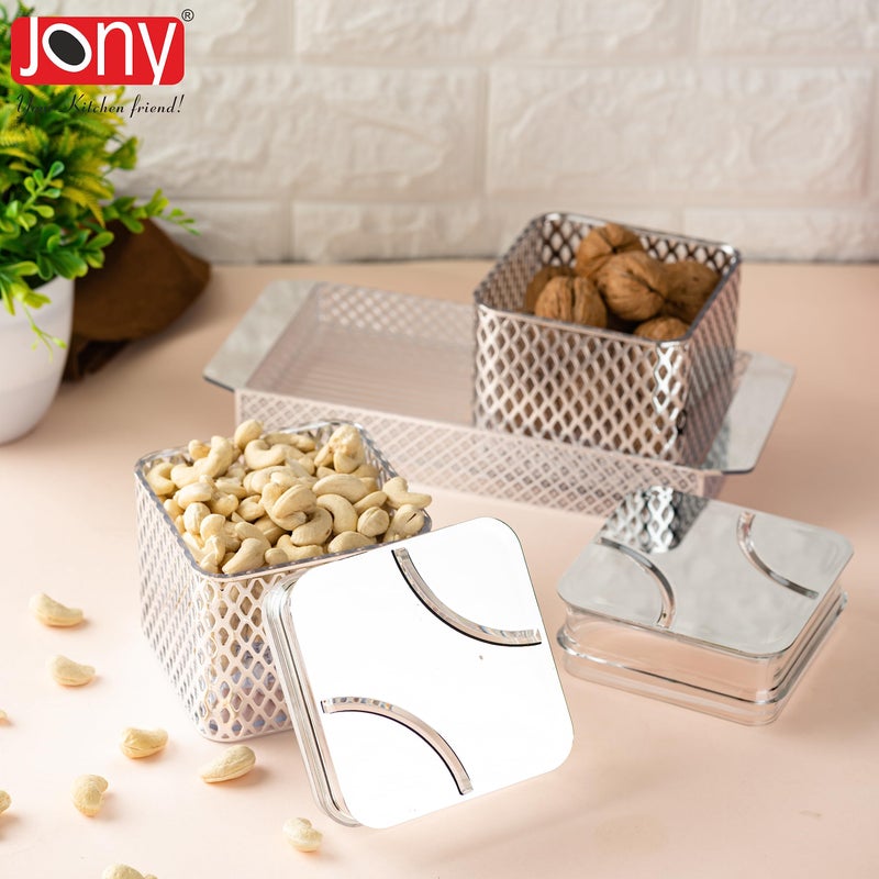 Jony Serving Set | Bowl | Bowl Set | Tray, Bowl, Container Serving Set (Pack of 2 Bowl & 1 Tray) - Image 3