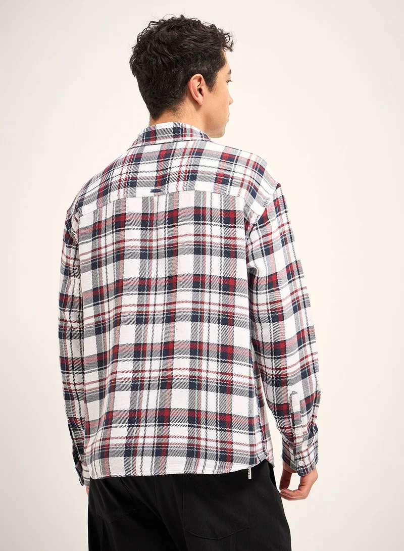 THE BEAR HOUSE Cotton Shirt for Men | Slim Fit, Long Sleeve, Casual or Formal Button-Down | Soft, Breathable Fabric for Work, Everyday, & All-Season Wear in Stylish , Plaid/checkered Pattern Shirt
