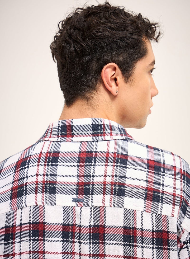 THE BEAR HOUSE Cotton Shirt for Men | Slim Fit, Long Sleeve, Casual or Formal Button-Down | Soft, Breathable Fabric for Work, Everyday, & All-Season Wear in Stylish , Plaid/checkered Pattern Shirt - Image 2