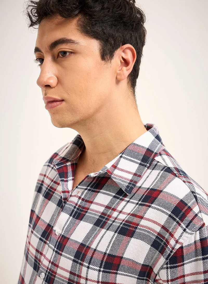 THE BEAR HOUSE Cotton Shirt for Men | Slim Fit, Long Sleeve, Casual or Formal Button-Down | Soft, Breathable Fabric for Work, Everyday, & All-Season Wear in Stylish , Plaid/checkered Pattern Shirt