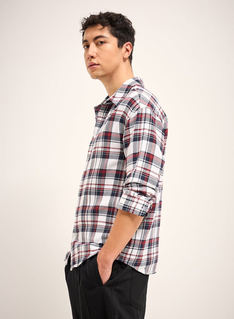 THE BEAR HOUSE Cotton Shirt for Men | Slim Fit, Long Sleeve, Casual or Formal Button-Down | Soft, Breathable Fabric for Work, Everyday, & All-Season Wear in Stylish , Plaid/checkered Pattern Shirt - Image 5