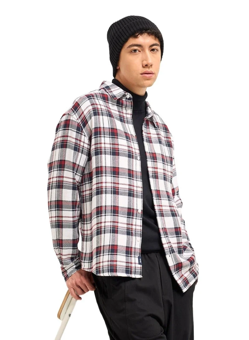 Cotton Shirt for Men | Slim Fit, Long Sleeve, Casual or Formal Button-Down | Soft, Breathable Fabric for Work, Everyday, & All-Season Wear in Stylish , Plaid/checkered Pattern Shirt