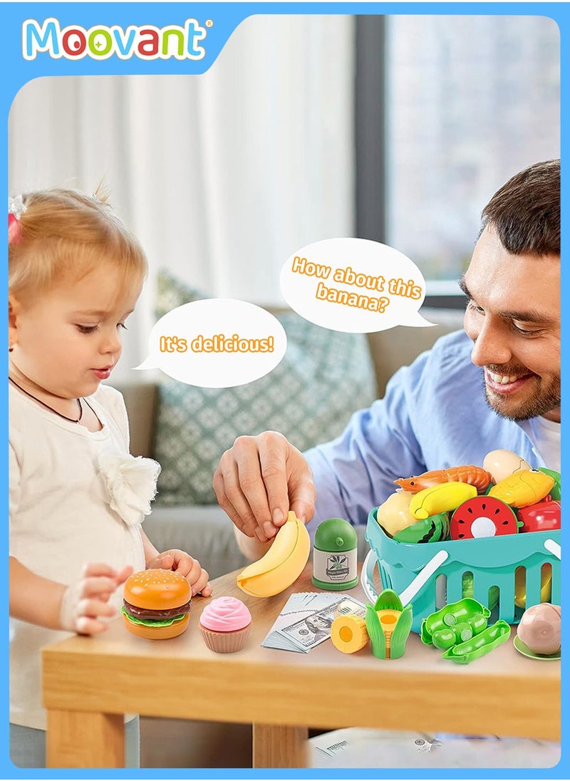 Moovant - 53PCSKids Kitchen Toy Accessories, Pretend Play Cooking Kitchen Utensils Set Toy with Play Pots, Cookware and Pans, Play Food Vegetables Set, Realistic Mini Kitchen Toy Gift Box with Lights and Sound Effects - Image 1