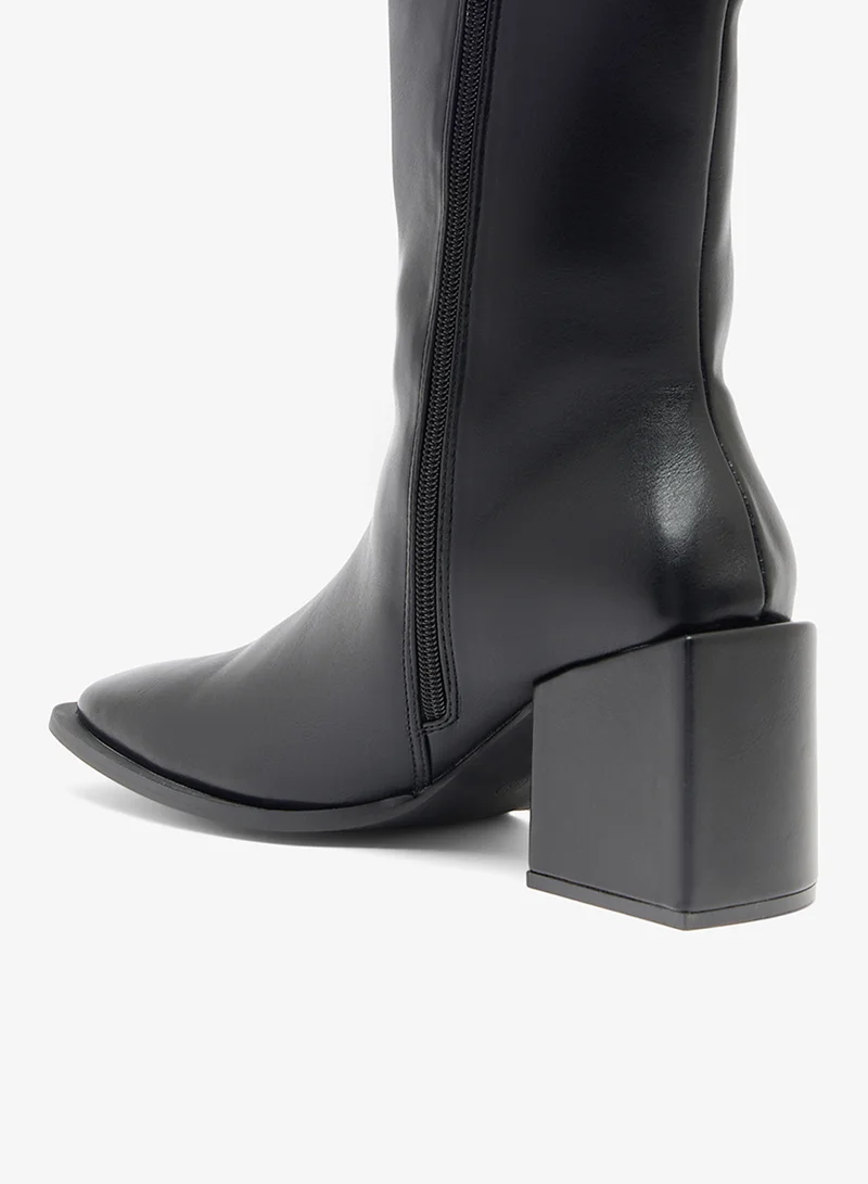 Glamorous BLACK PU Casual Western Heeled Ankle Boots for Women | Best Price UAE