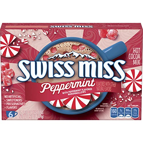 Swiss Miss Peppermint Flavored Hot Cocoa Mix, 6 Count Hot Cocoa Mix Packets - Image 1