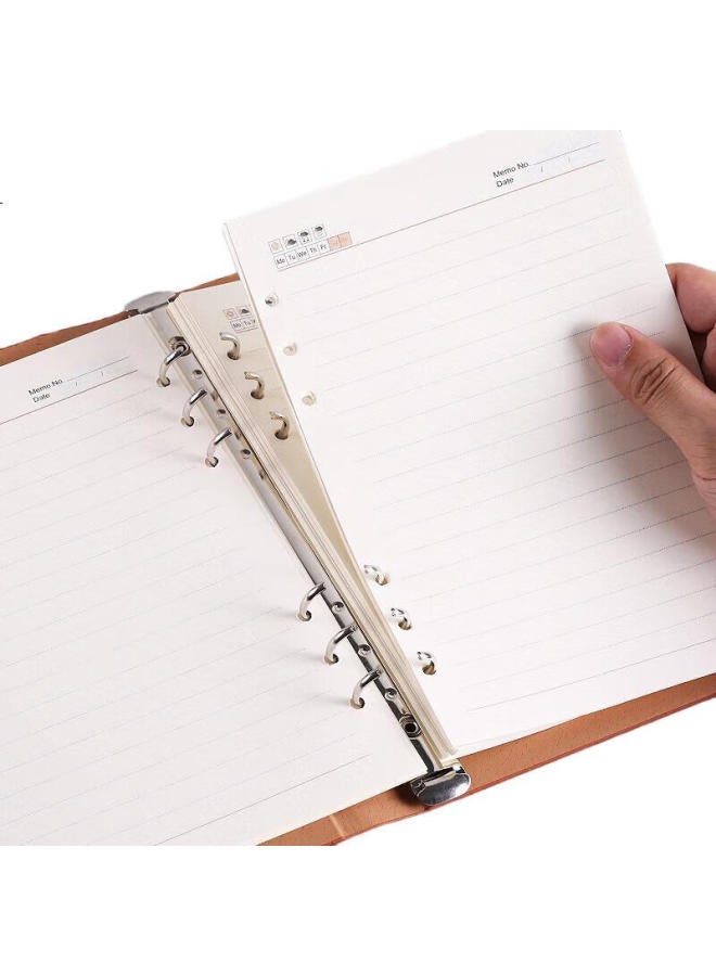 Shen Shi Shen B5 Business Loose-Leaf Notebook With Simple Detachable 9-Hole Inner Core, Customizable For Students And Office Use, 14816 Brown Yellow - Image 1