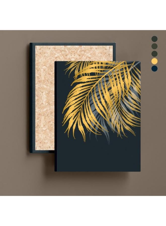 Home Gallery Canvas Wall Art, Abstract Framed Portrait of Golden palm and tropical leaves - Image 2