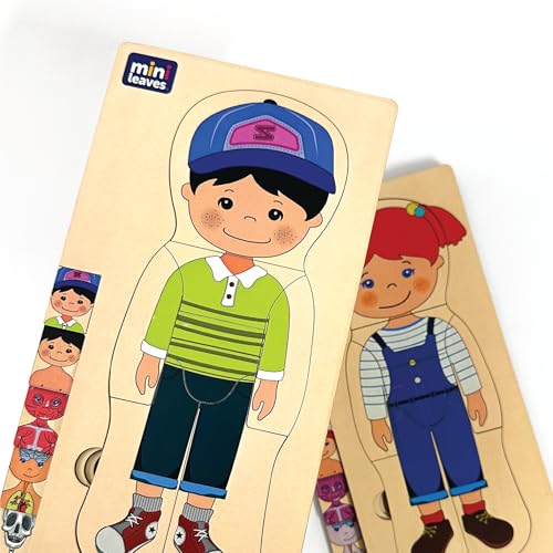 Mini Leaves Wooden Human Body Puzzle for Kids | 5-Layer 3D Matching Anatomy Puzzle | Educational Montessori Toy with Pieces for Children Ages 3+ | Combo Pack - Image 2