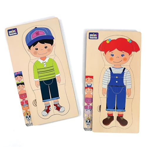 Mini Leaves Wooden Human Body Puzzle for Kids | 5-Layer 3D Matching Anatomy Puzzle | Educational Montessori Toy with Pieces for Children Ages 3+ | Combo Pack - Image 1