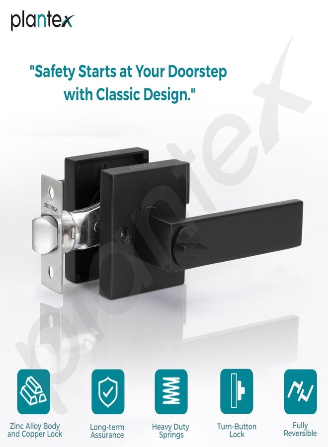Plantex Brass New Age Bathroom Door Locks/Key-Less Door Lock Set for Bedroom/Balcony/Office/Storeroom - Reversible Design (Black Finish, 30Mm to 50Mm Door Range) - Image 3