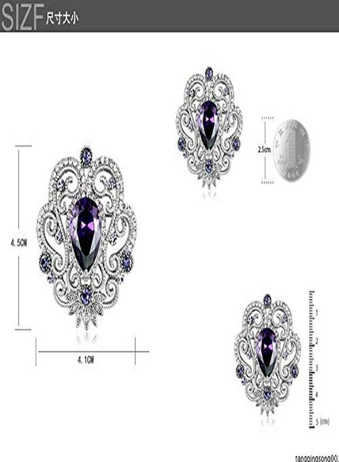 JOYID Crown Cubic Zirconia Brooch Pin for Women Wedding Clothing Bouquet Accessory-Purple - Image 5