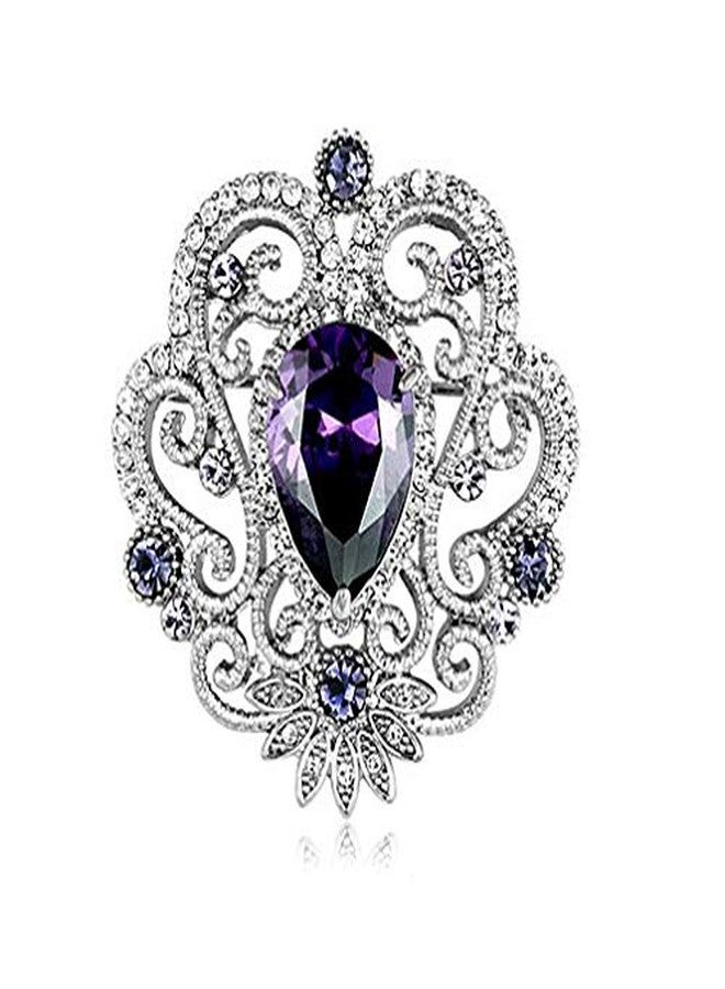 JOYID Crown Cubic Zirconia Brooch Pin for Women Wedding Clothing Bouquet Accessory-Purple - Image 2