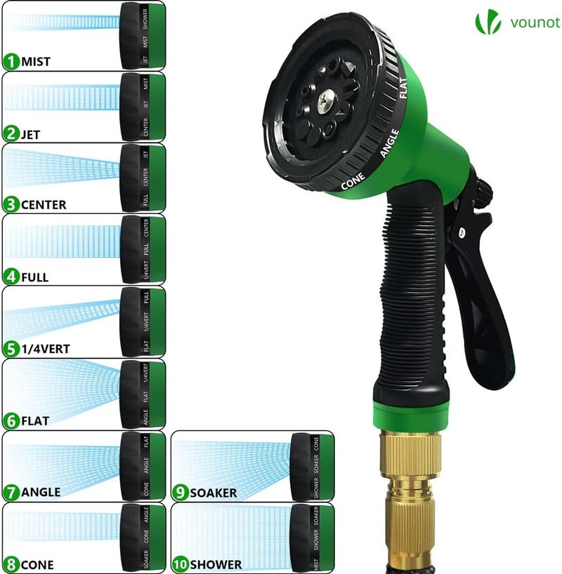 VOUNOT خرطوم حديقة مرن بطول 15 متر، أنبوب خرطوم ماء قابل للتمدد مع 10 أوضاع لفوهات رش الماء، أنبوب ماء سحري، أسود - Image 3