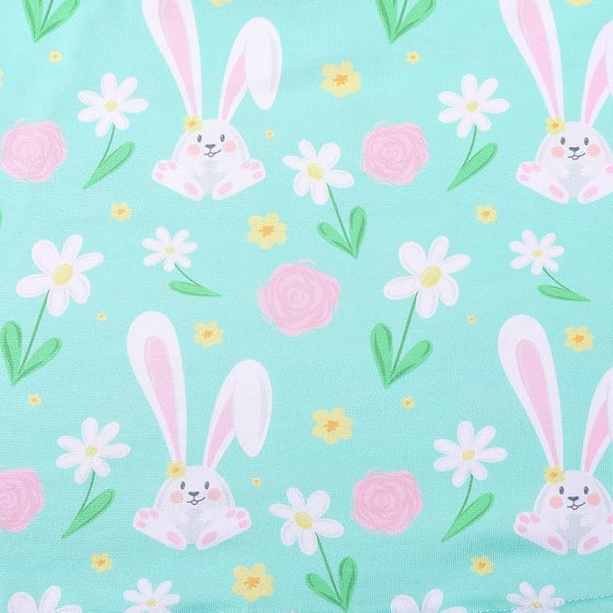 PRCSEE Easter Toddler Girls Dress Bunny Egg Print Dresses Short Sleeve Outfits 5-6Y - Image 5