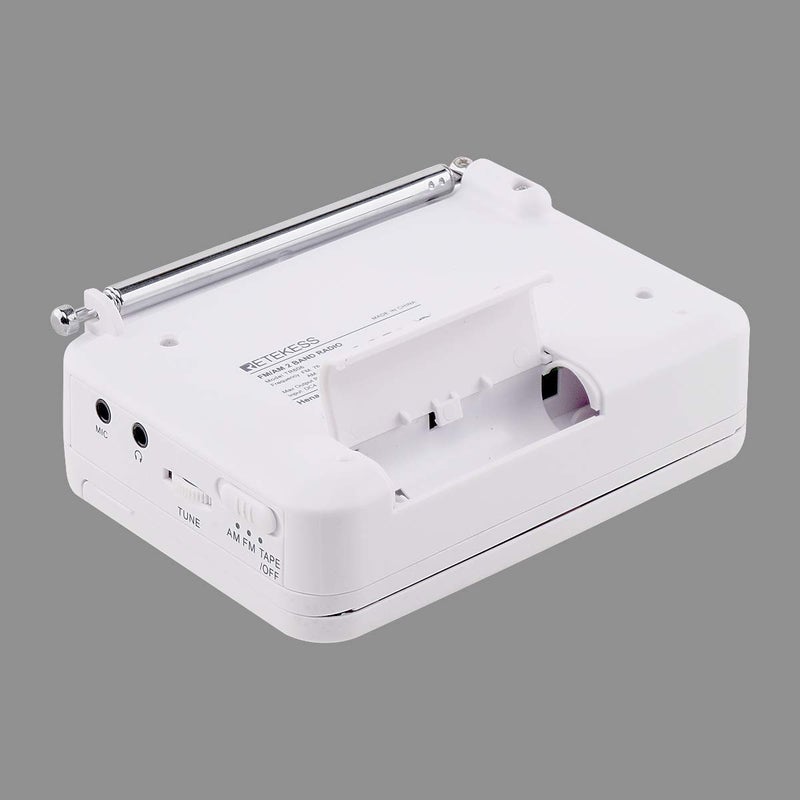 Retekess مشغل أشرطة كاسيت ريتكيس TR606، مسجل مشغل أشرطة كاسيت، مكبر صوت مدمج، مدخل AUX/ميكروفون، يدعم تسجيل خط AUX، راديو AM FM، يعمل بواسطة DC أو بطارية AA (أبيض) - Image 5