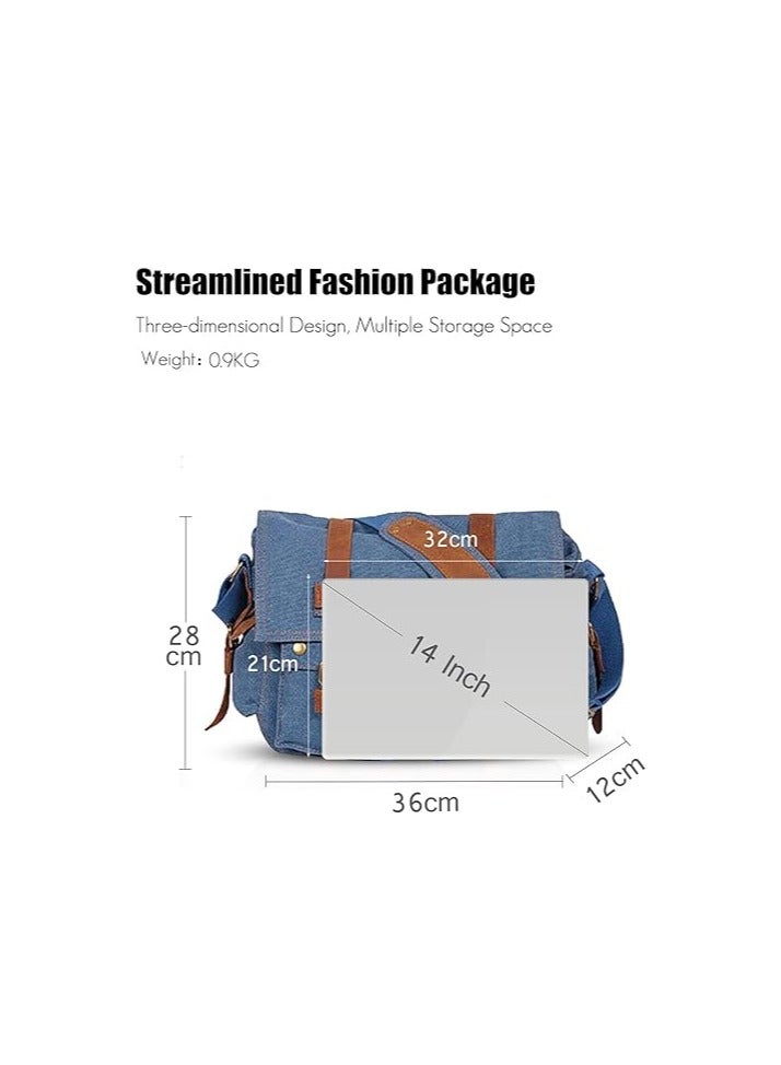 FANDARE Unisex messenger bag, canvas shoulder bag, college bag, outdoor travel backpack, commuting work shoulder bag, 14 inch laptop crossbody bag  - Image 4
