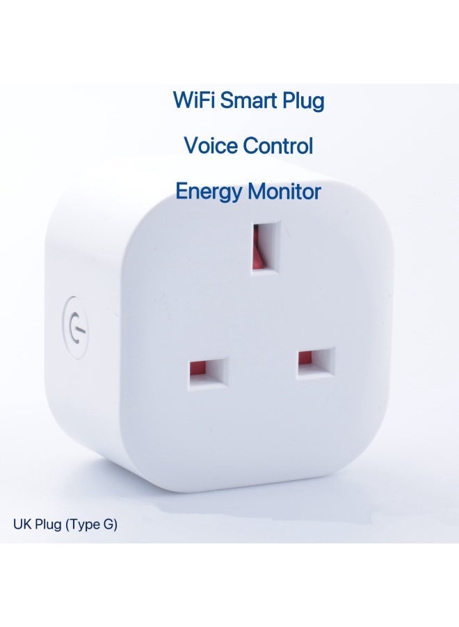 مقبس كهربائي ذكي بتقنية الواي فاي من المملكة المتحدة، مزود بمؤقت وميزة مراقبة استهلاك الطاقة، متوافق مع التحكم الصوتي عبر أليكسا ومساعد جوجل. - Image 1
