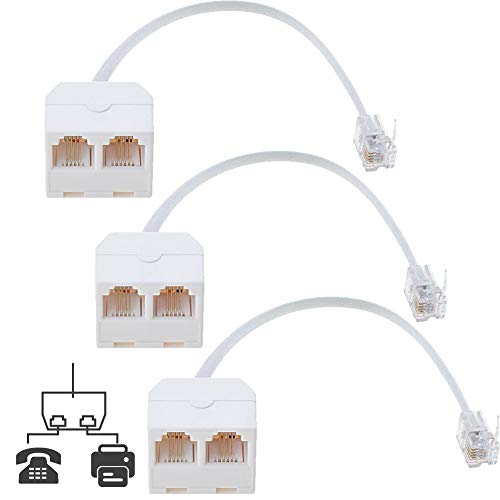 RFAdapter Telephone Splitter, 3 Pack RJ11 Male to Female Two Way Phone Line Splitter Converter Cable - Image 1