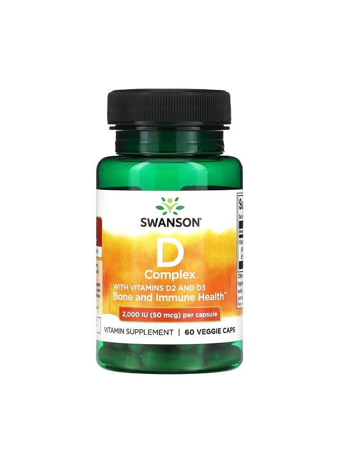 SWANSON D Complex With Vitamins D2 and D3, 2,000 IU (50 mcg) , 60 Veggie Caps 
