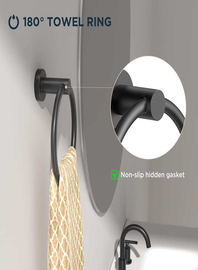 FORIOUS Towel Ring, SUS304 Stainless Steel Modern Hand Towel Holder Rack Hanger Round for Bathroom Wall Mounted, Ideal for Bath, Kitchen, RV, Matte Black - Image 3